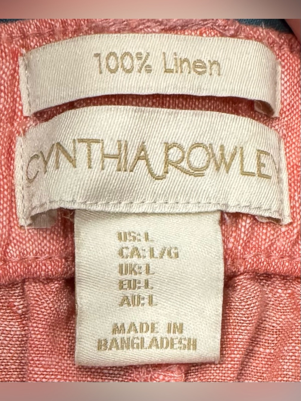 2 for $25 Pants Cynthia Rowley Cropped Wide Leg Pants Coral Red Size L EUC - Picture 4 of 4